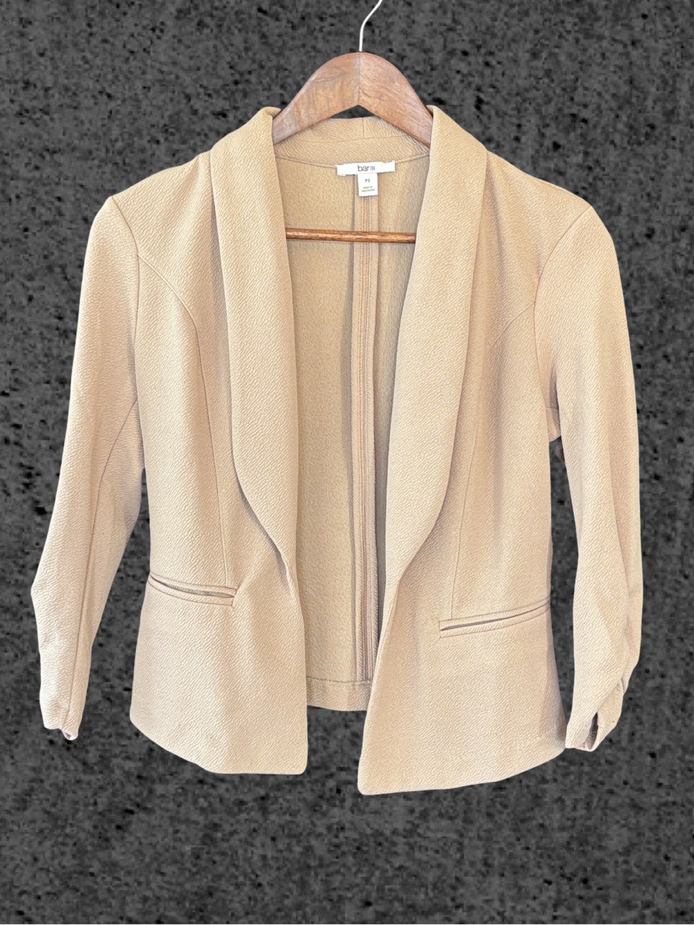 Bar III Beige Textured Open-Front Blazer